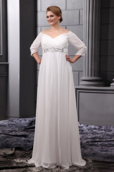 Chiffon Off-the-Shoulder Floor Length Plus Size Gown