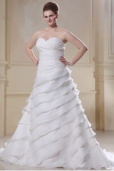 Sweetheart Chiffon Ruched A-Line Plus Size Gown