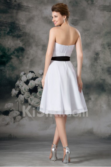 Chiffon Strapless Short Dress with Sash