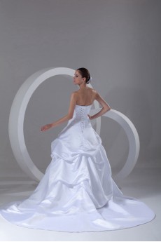 Satin Scoop Ball Gown with Embroidery
