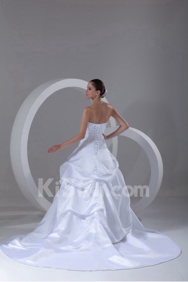 Satin Scoop Ball Gown with Embroidery