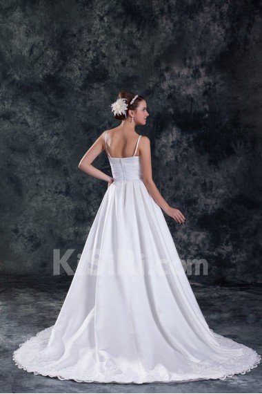 Taffeta A Line Gown with Embroidered Bodice