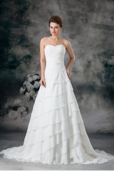 Chiffon Sweetheart A Line Gown with Embroidery