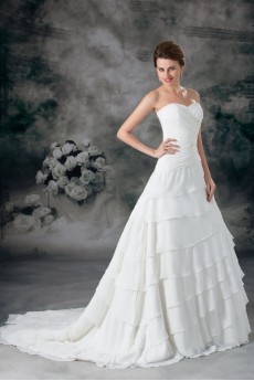 Chiffon Sweetheart A Line Gown with Embroidery