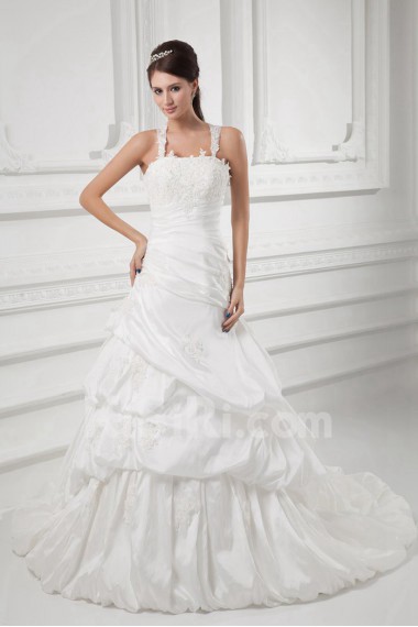 Taffeta A Line Gown with Embroidery