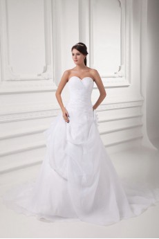 Organza Sweetheart A Line Gown with Hand-made Flower