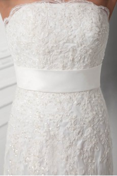 Strapless A Line Gown with Embroidery