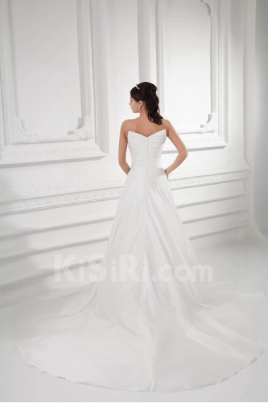 Satin A Line Gown with Cap Sleeves