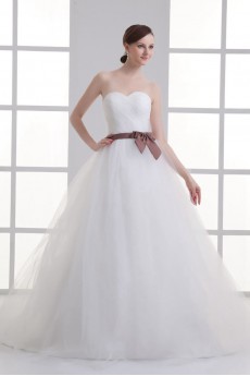 Satin and Net Sweetheart A Line Gown with Sash