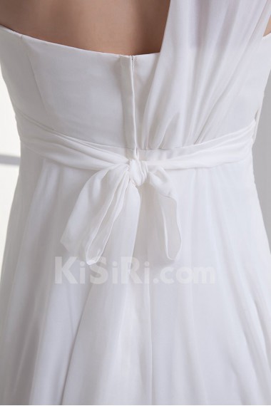 Chiffon One Shoulder A Line Gown with Sash
