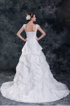 Taffeta A Line Gown with Embroidery