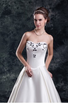 Satin Sweetheart A Line Gown with Embroidery