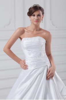 Satin Strapless A Line Gown