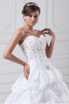 Taffeta Sweetheart A Line Gown with Embroidery
