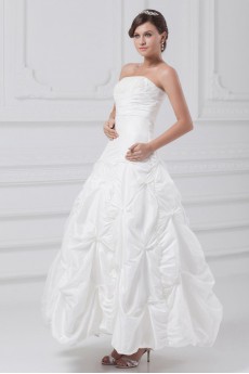 Taffeta Strapless Ankle-Length A Line Gown with Embroidery