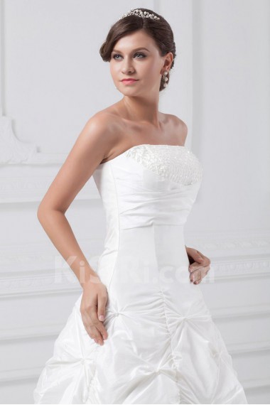 Taffeta Strapless Ankle-Length A Line Gown with Embroidery