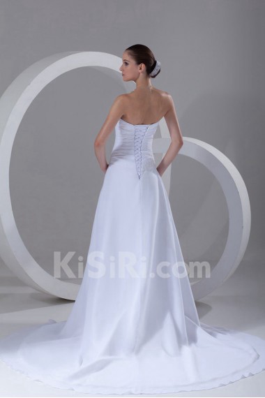 Chiffon Strapless A Line Gown with Embroidery