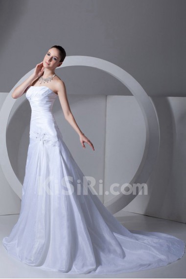 Taffeta Scoop A Line Gown with Embroidery