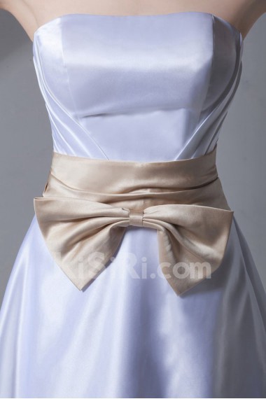 Satin Strapless A Line Gown with Sash