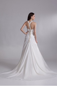 Satin Straps A Line Gown