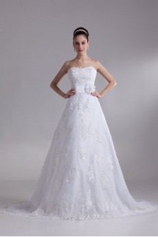 Lace Sweetheart A Line Gown with Embroidery