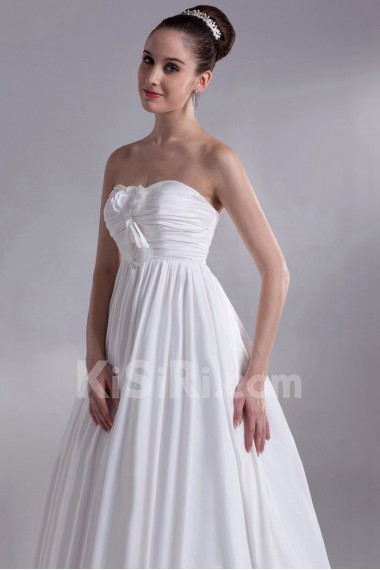 Taffeta Sweetheart A Line Gown with Hand-made Flowers