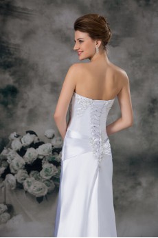 Satin Sweetheart Sheath Gown with Embroidery
