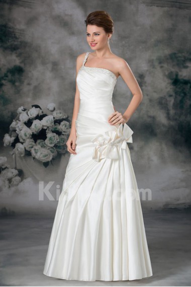 Satin Strapless Sheath Gown with Hand-made Flowers