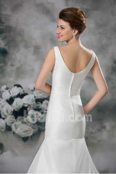 Taffeta V-Neck Sheath Dress with Embroidery