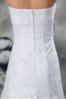 Strapless Sheath Lace Gown with Embroidery