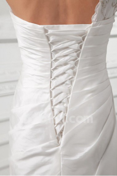 Taffeta Sheath Gown with Embroidery with One Shoulder