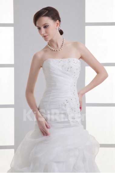 Organza Strapless Sheath Beaded Gown