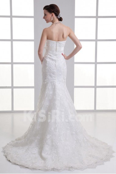 Satin and Net Sweetheart Sheath Gown with Embroidery
