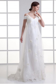 Satin and Net Column Gown with Embroidery