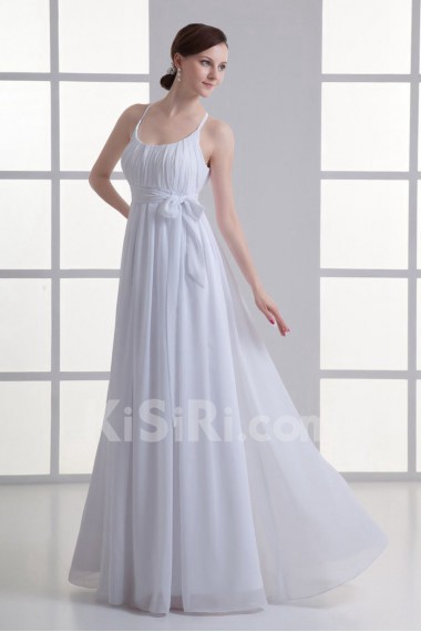 Chiffon Scoop Column Gown with Sash