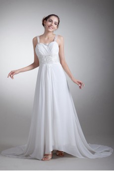 Chiffon Column Gown with Embroidery