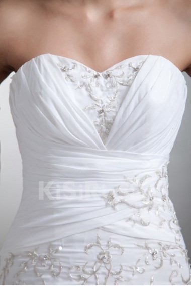 Chiffon Sweetheart Sheath Gown with Embroidery