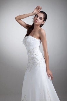Chiffon Sweetheart Sheath Gown with Embroidery