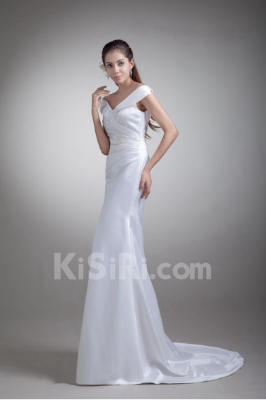 Satin Off-the-Shoulder Sheath Gown