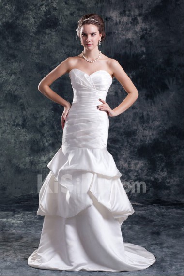 Satin Sweetheart Sheath Directionally Ruched Gown