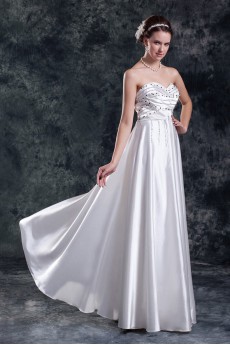 Satin Sweetheart Column Gown with Embroidery