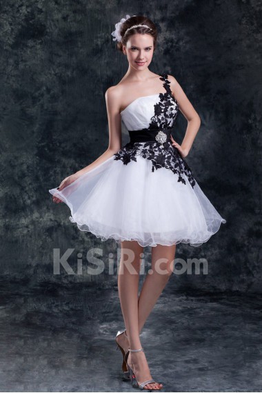Organza Short Gown with Embroidery