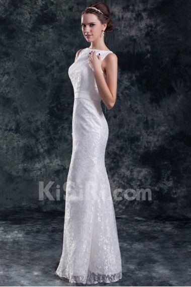 Lace Straps Sheath Gown with Embroidery
