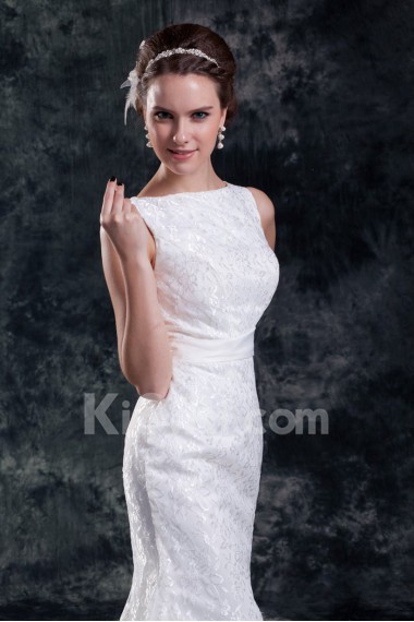 Lace Straps Sheath Gown with Embroidery