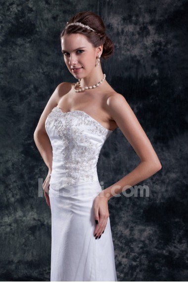 Net Sweetheart Sheath Gown with Embroidery