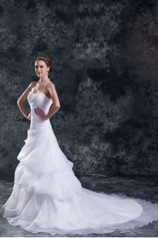 Organza Sweetheart Sheath Gown with Embroidery