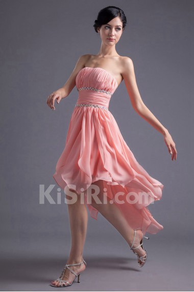 Chiffon Strapless Short Dress with Sequins