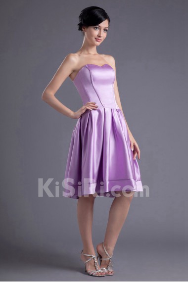 Satin Sweetheart Knee Length Dress