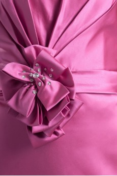 Satin Strapless Short Dress with Hand-made Flower