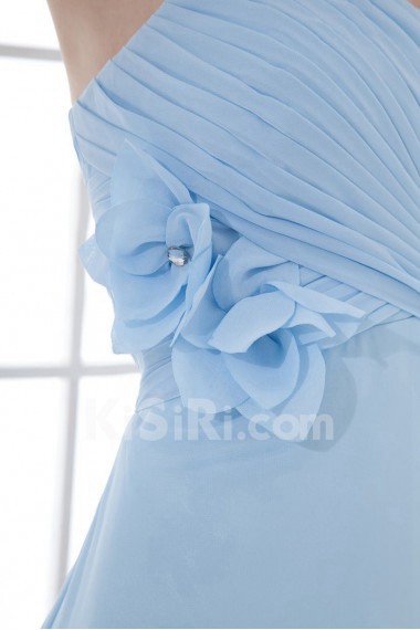 Chiffon Sweetheart Knee Length Dress with Hand-made Flower